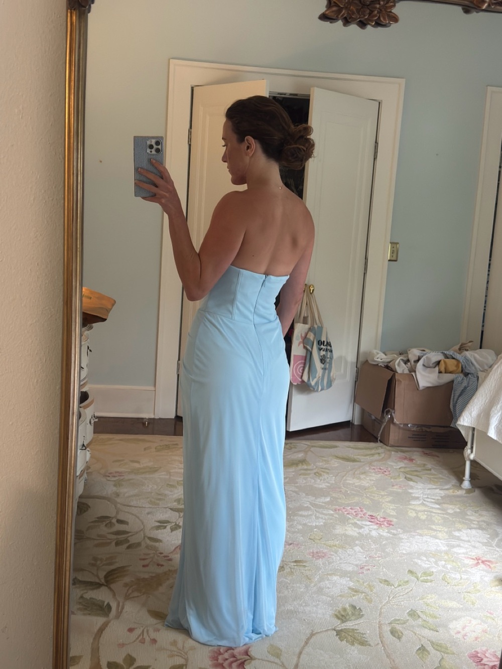 Azazie Anais Sky Blue Maxi Dress Stretch - Picture 3 of 5